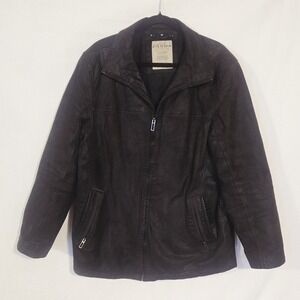 C&A CANDA Vintage Men's Dark Brown Jacket Size 52 Sueded Leather Zip Up